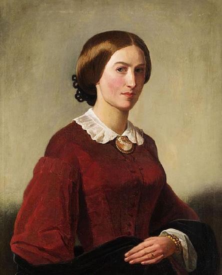 Theodor Leopold Weller Portrat einer Dame mit Brosche oil painting image